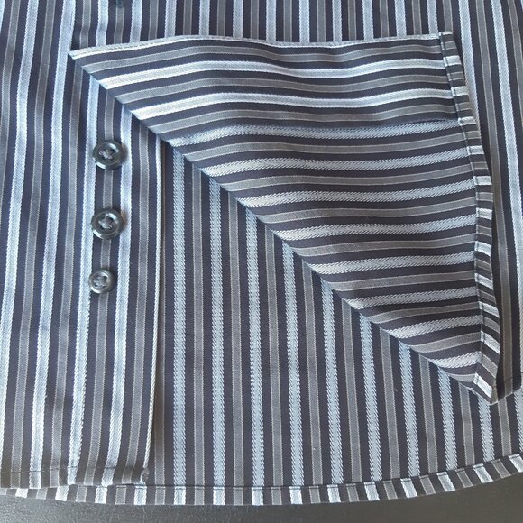 Pronto Uomo Platinum SZ M Striped Men's Button Up Non Iron Cotton Shirt - Picture 6 of 11